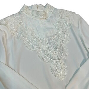 Vintage Yves St. Clair Cream Lace Blouse Women's Romantic Feminine Top‎